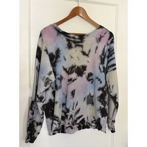 NSF X SoulCycle Caroline Pastel Black Tie Dye Sweatshirt in Multi Size L